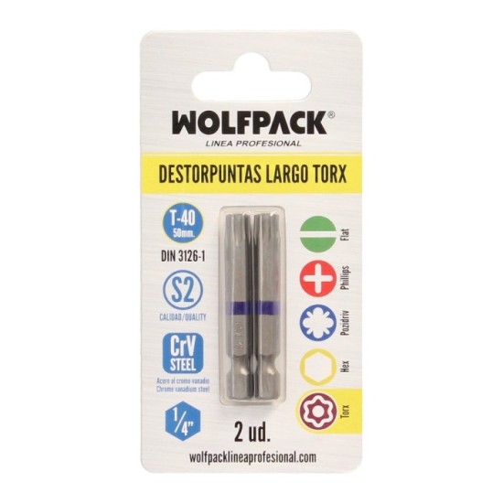 Puntas Largas Destornillador Torx T40 (2 Piezas), Acero S2 al Cromo Vanadio, Puntas Hexagonales, Destorpuntas, al por Mayor | Al