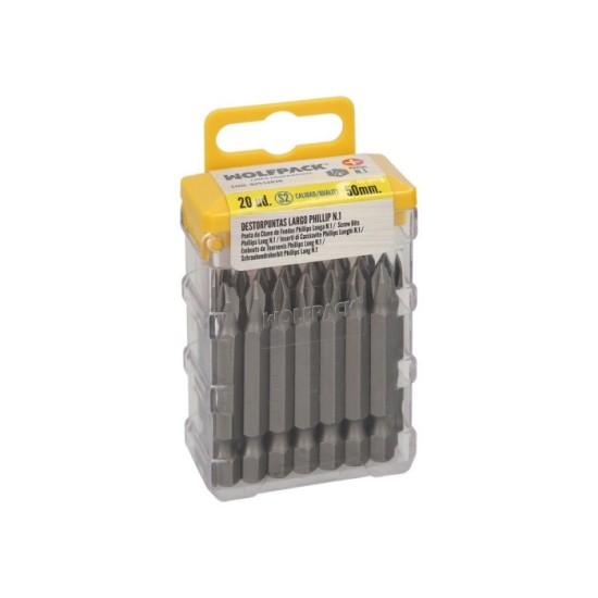 Puntas Largas Destornillador Phillips Nº 1 (20 Piezas), Acero S2 al Cromo Vanadio, Puntas Hexagonales, Destorpuntas, al por Mayo
