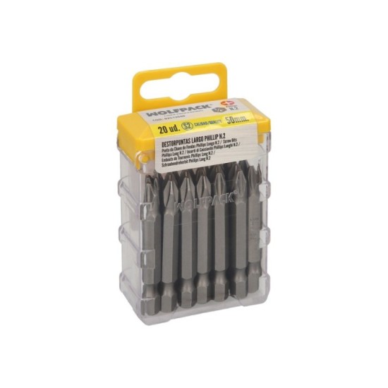 Puntas Largas Destornillador Phillips Nº 2 (20 Piezas), Acero S2 al Cromo Vanadio, Puntas Hexagonales, Destorpuntas, al por Mayo