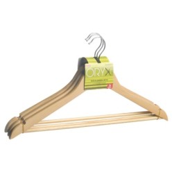 Juego Perchas de Madera Recta 450 mm, (Pack 3 Piezas)