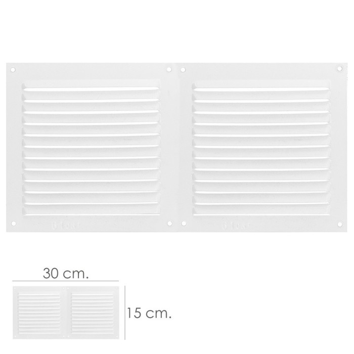 Rejilla Ventilacion Atornillable Doble 30x15 cm, Color Blanca al por Mayor | Almacén de Ferretería