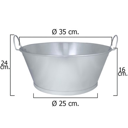 Barreño Galvanizado Baño  14"  35x16 cm, 10 Litros