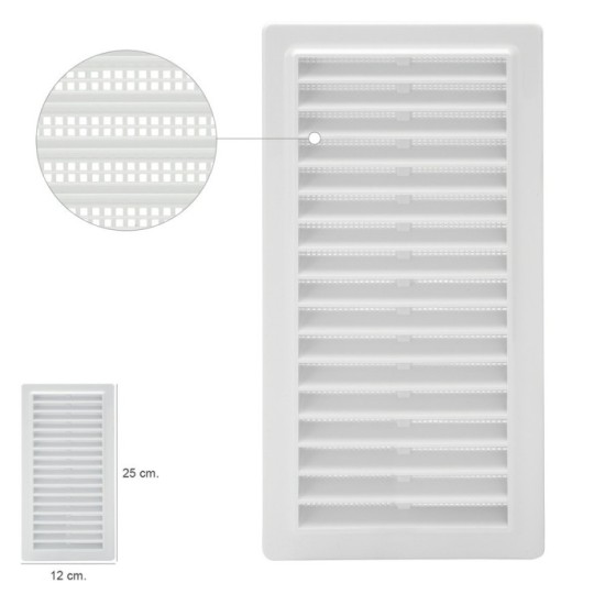 Rejilla Plastico Empotrar Con Malla Posterior 25x12 cm, al por Mayor | Almacén de Ferretería