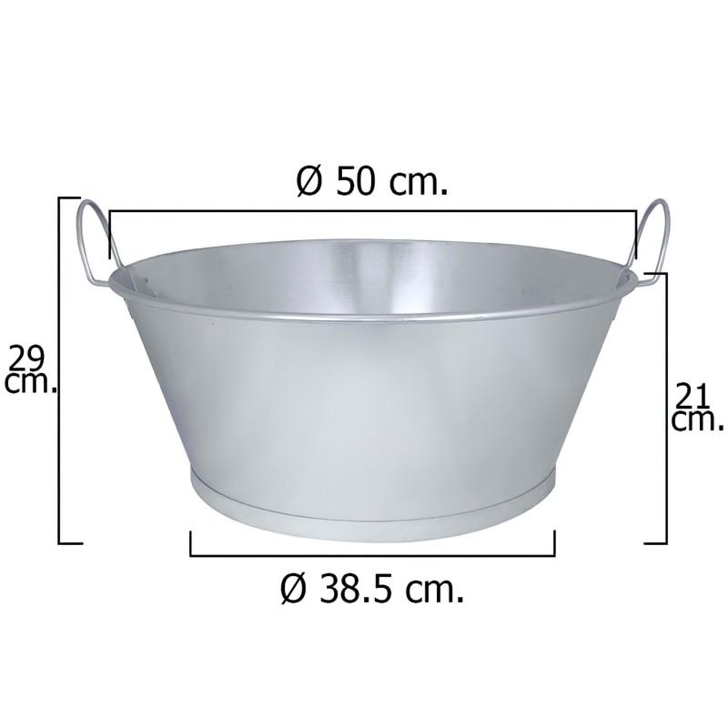 Barreño Galvanizado Baño  20"  50x21 cm, 30 Litros