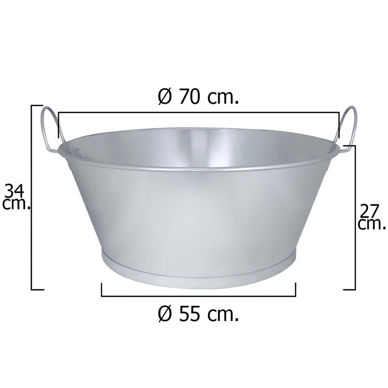 Barreño Galvanizado Baño  28"  70x27 cm, 62 Litros