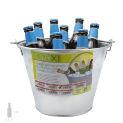 Cubo Zinc Metal Galvanizado Multiusos  6 Litros 26 x 17 x 19 (alt,) cm, con Abre Botellas
