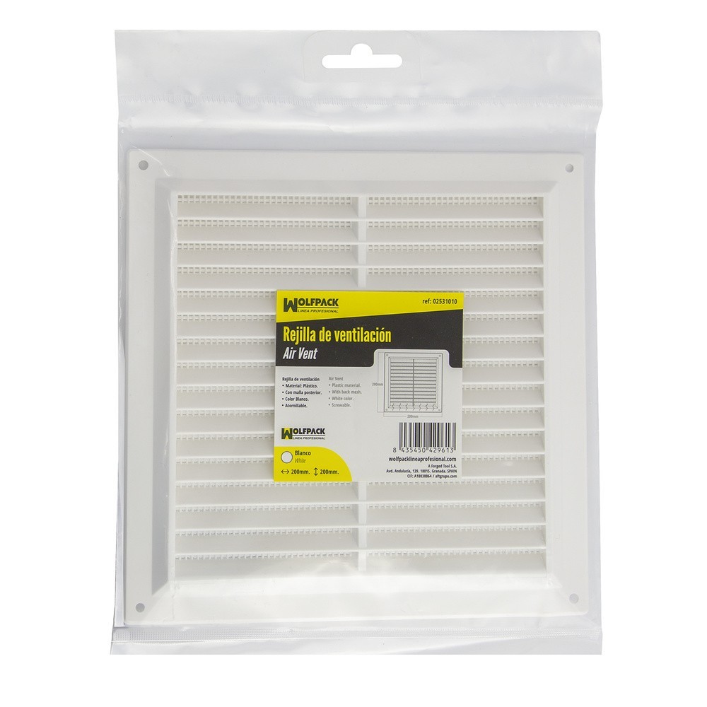 Rejilla Plastico Sobreponer Con Malla Posterior 20x20 cm, al por Mayor | Almacén de Ferretería