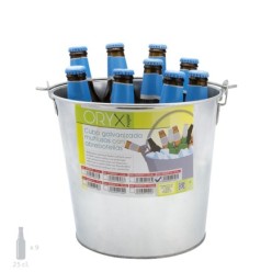 Cubo Zinc Metal Galvanizado Multiusos  8 Litros 25 x 19 x 22 (alt,) cm, con Abre Botellas