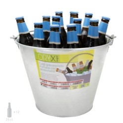 Cubo Zinc Metal Galvanizado Multiusos 10 Litros 28 x 21,5 x 24 (alt,) cm, con Abre Botellas