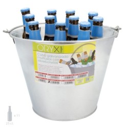 Cubo Zinc Metal Galvanizado Multiusos 12 Litros 33 x 20,5 x 24 (alt,) cm, con Abre Botellas