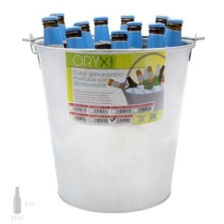 Cubo Zinc Metal Galvanizado Multiusos 14 Litros 28 x 21 x 28 (alt,) cm, con Abre Botellas