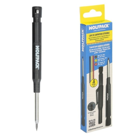 Lapiz Carpintero Portaminas Con 6+1 Recargas Cera Marcadora, Tiza Marcadora, Trazador, Rotulador Marcador, Rotulador Obra, al po