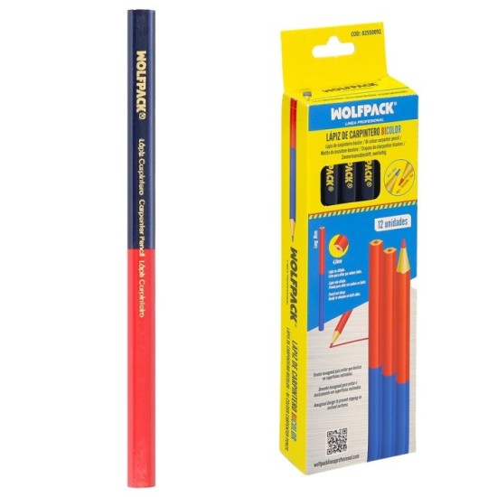 Lapiz Carpintero Bicolor 18 cm, (12 Unidades) Lapices Marcadores, Carpinteria, Marcador Obra Colo Rojo / Azul al por Mayor | Alm
