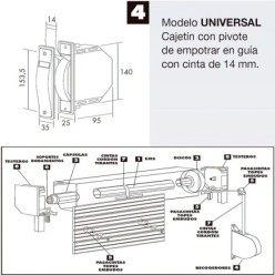 Recogedor Persiana Mini  6 Metros Embutir Cinta 14 mm,