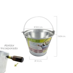 Cubo Zinc Metal Galvanizado Multiusos  2 Litros 20,5 x 14 x 15 (alt,) cm, con Abre Botellas