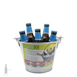 Cubo Zinc Metal Galvanizado Multiusos  2 Litros 20,5 x 14 x 15 (alt,) cm, con Abre Botellas