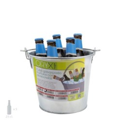 Cubo Zinc Metal Galvanizado Multiusos  4 Litros 20,5 x 18 x 15,5 (alt,) cm, con Abre Botellas