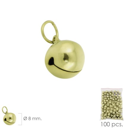 Cascabel Dorado   8 mm,  (Bolsa 100 Unidades)