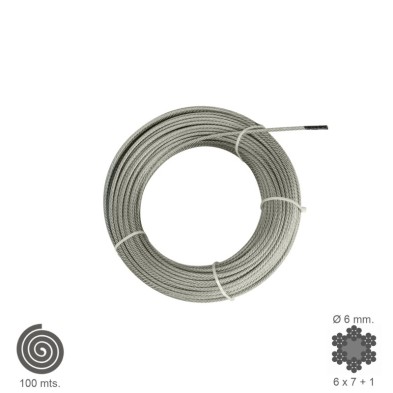 Cable Galvanizado   6  mm, (Rollo 100 Metros) No Elevacion