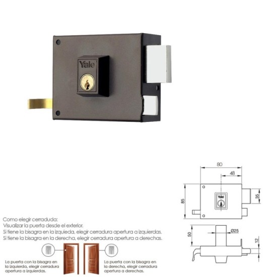 Cerradura Yale  125-a/hp/ 8/ Derecha al por Mayor | Almacén de Ferretería