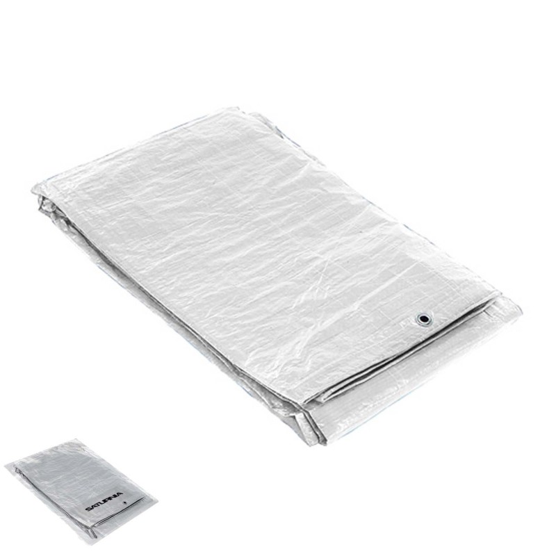 Lona Impermeable Reforzada 3x4 metros (Aproximadamente) Con Ojetes Metálicos, Lona de Protección Duradera, Color Blanco,