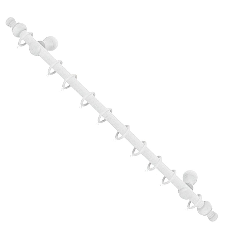 Barra Cortina Madera Completa 1,20 Metros x 20 mm, Blanco