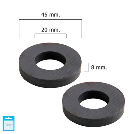 Iman Wolfpack Ferrita Aro Ø 45x20x8 mm, (Blister 2 Piezas)