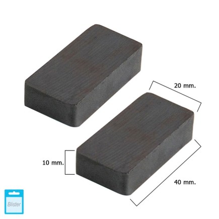 Iman Wolfpack Ferrita Rectangular 40x20x10 mm, (Blister 2 Piezas)