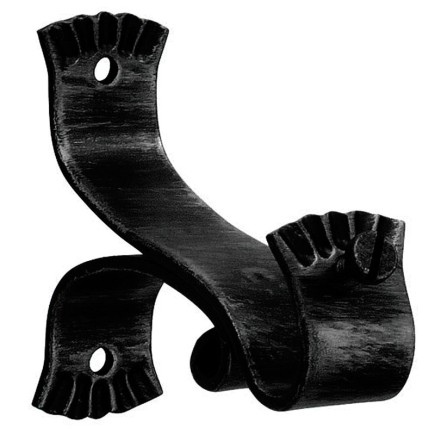 Soporte Forja Ø 20 mm, Ola Largo Negro   Juego 2 Piezas