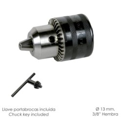 Portabrocas Con Llave 13 mm, 3/8 Hembra