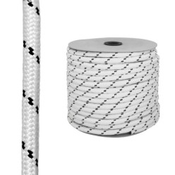 Cuerda Poliester Trenzada Blanco / Azul 18 mm, Bobina 100 m,