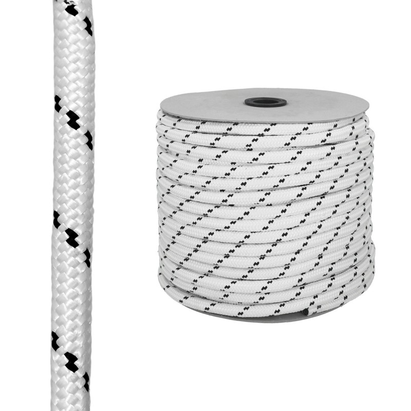 Cuerda Poliester Trenzada Blanco / Azul 18 mm, Bobina 100 m,