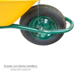 Carretilla Obra Amarilla Metálica Desmontada