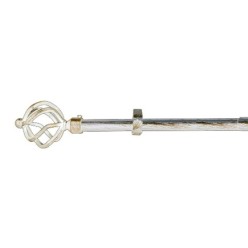 Barra Cortina Extensible Metal Ø 19 mm, Extensible 1,1 / 2,0 Metros Marfil Oro Piña Sin Anilla