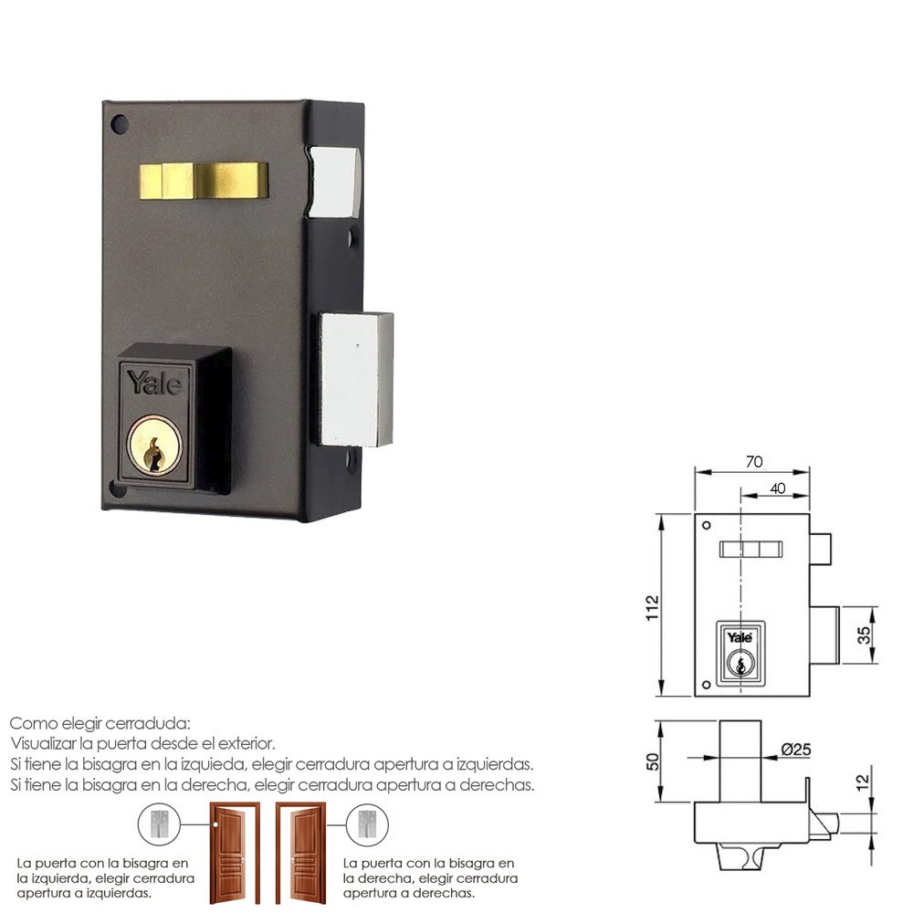 Cerradura Yale   56-a/hp/70/ Derecha al por Mayor | Almacén de Ferretería