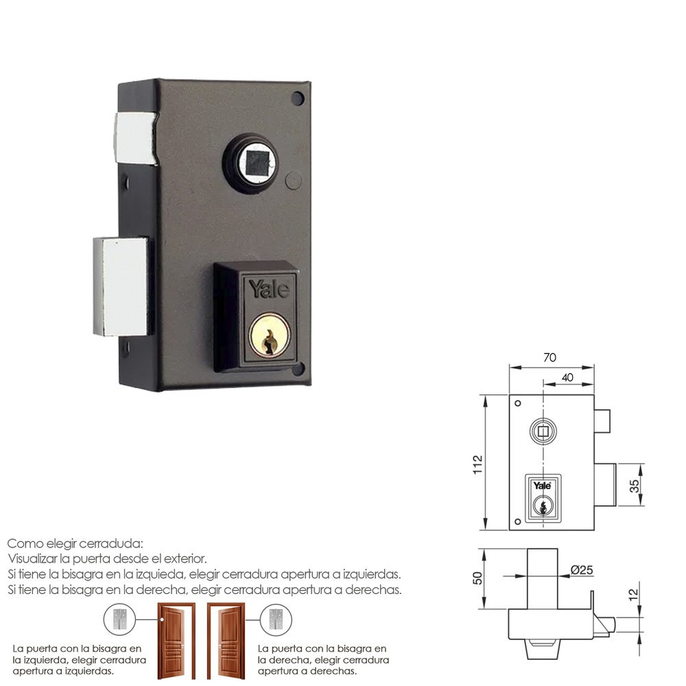 Cerradura Yale   56-b/hp/70/ Izquierda al por Mayor | Almacén de Ferretería
