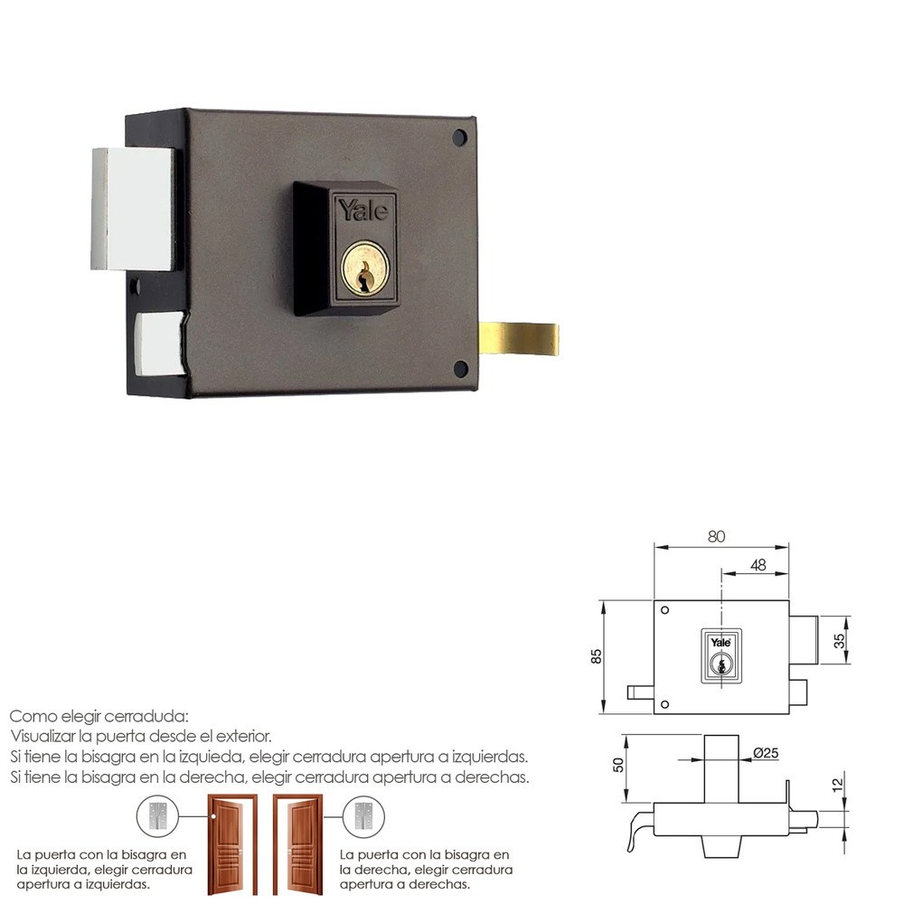 Cerradura Yale  125-a/hp/ 8/ Izquierda al por Mayor | Almacén de Ferretería