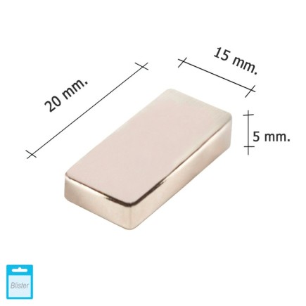 Iman Wolfpack Neodimio Rectangular 20x15x5 mm, (Blister 1 Pieza)