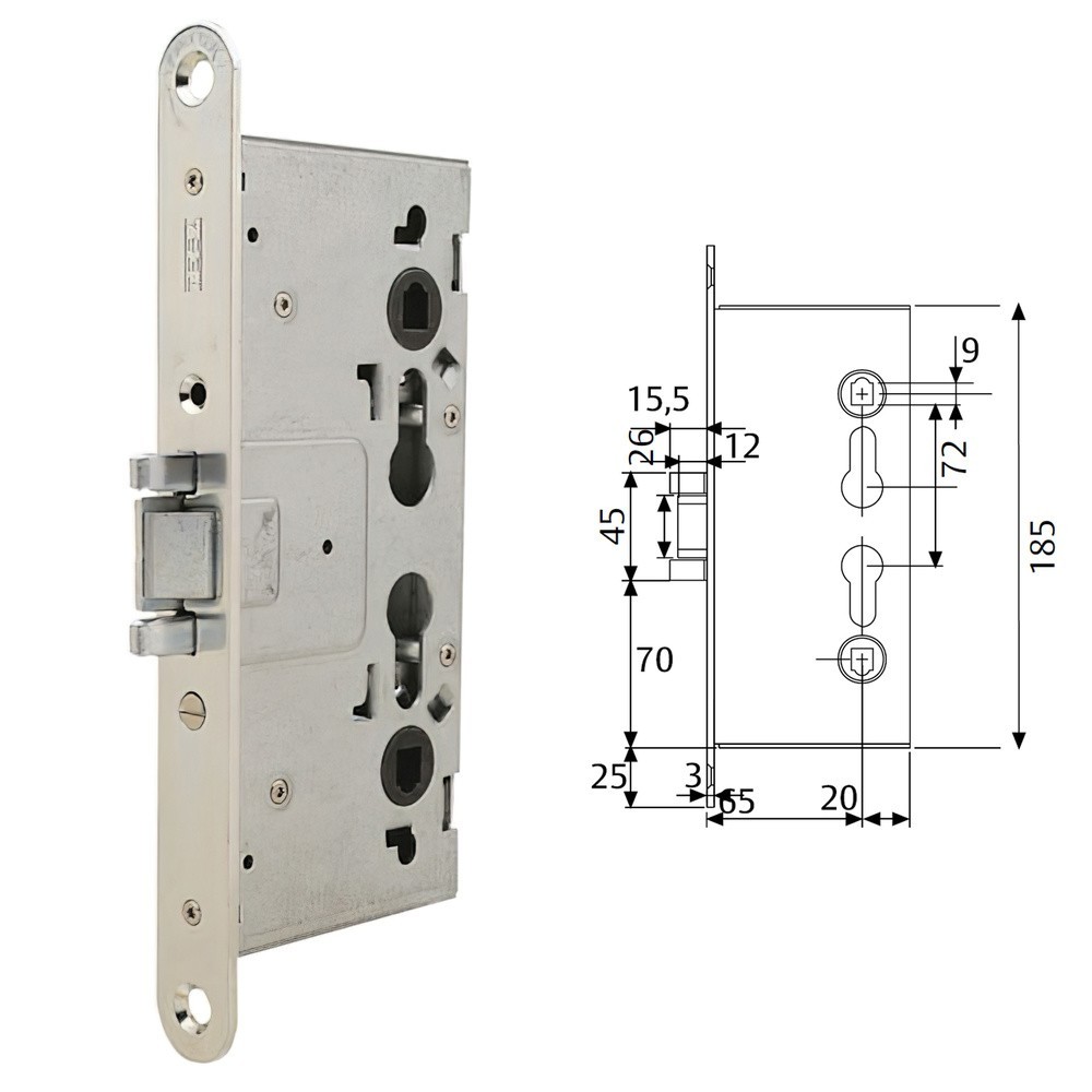 Cerradura Tesa Cortafuego Cf5e /50 mm, Frente Zincado al por Mayor | Almacén de Ferretería