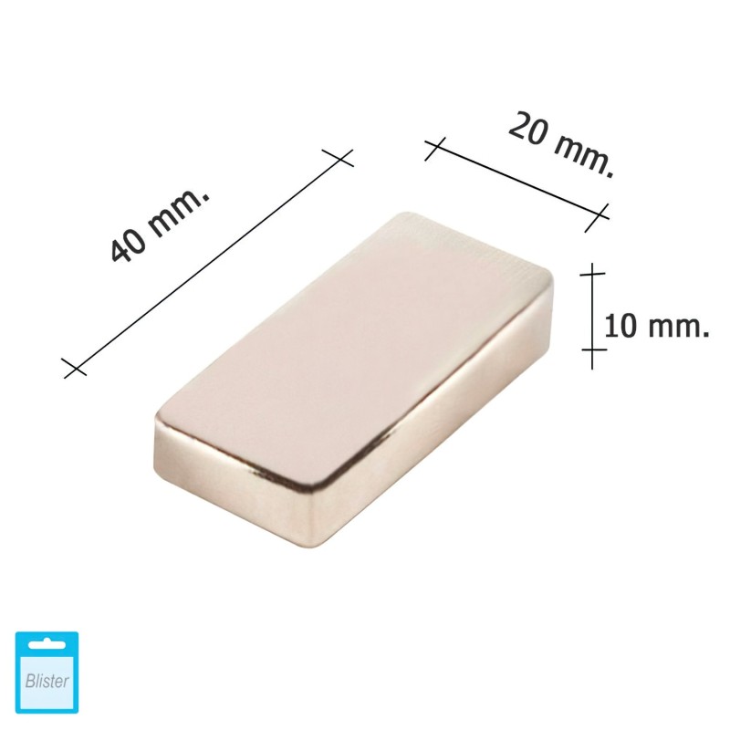 Iman Wolfpack Neodimio Rectangular 40x20x10 mm, (Blister 1 Pieza)