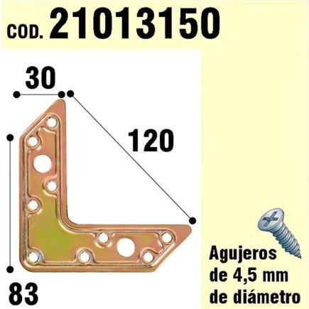 Soporte Para Madera Placa "L"  Bicromatado 120 mm,