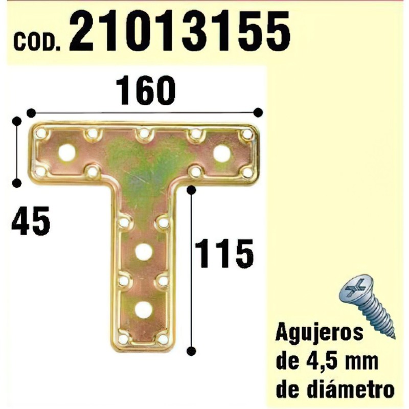 Soporte Para Madera Placa "T"  Bicromatado 160 mm,