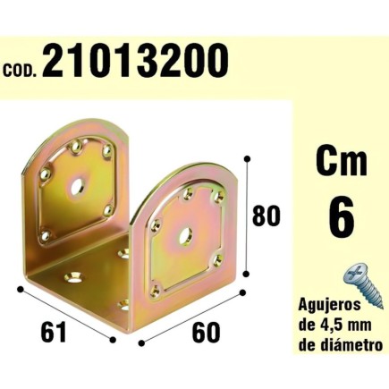 Soporte Para Madera Tipo "U"  Bicromatado 60 mm,