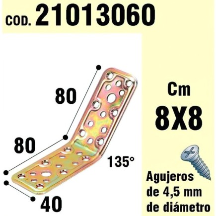 Soporte Para Madera Ángulo   40x80x80 mm, / 135°