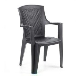 Silla Resina Ratan, Respaldo Alto Antracita, Eden