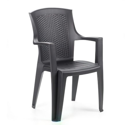 Silla Resina Ratan, Respaldo Alto Antracita, Eden