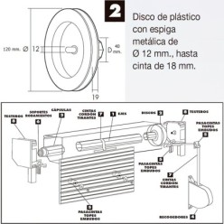 Disco Persiana Plastico Espiga Metal 120x40 mm, Cinta 18 mm,
