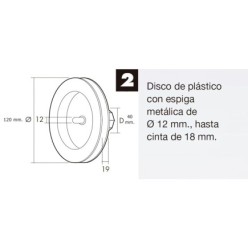 Disco Persiana Plastico Espiga Metal 120x40 mm, Cinta 18 mm,