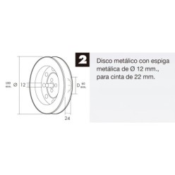 Disco Persiana Metalico Espiga Metalica 180x60 mm, Cinta 18/22 mm,