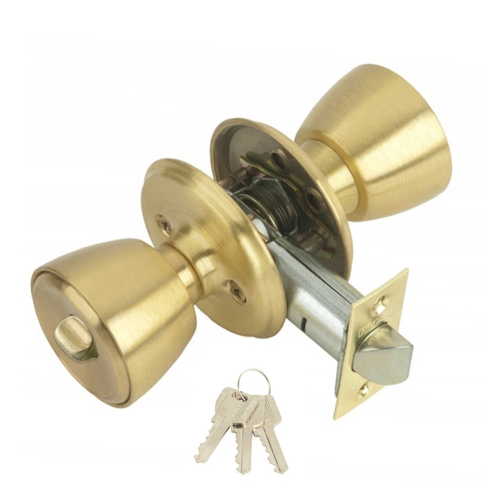 Pomo MCM 501B Con Llave y Condena Latonado Entrada 70 mm, al por Mayor | Almacén de Ferretería